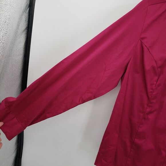 Lane Bryant 18 Purple Button Up Blouse Womens Plus Cotton Blend Stretch Top - Picture 2 of 10